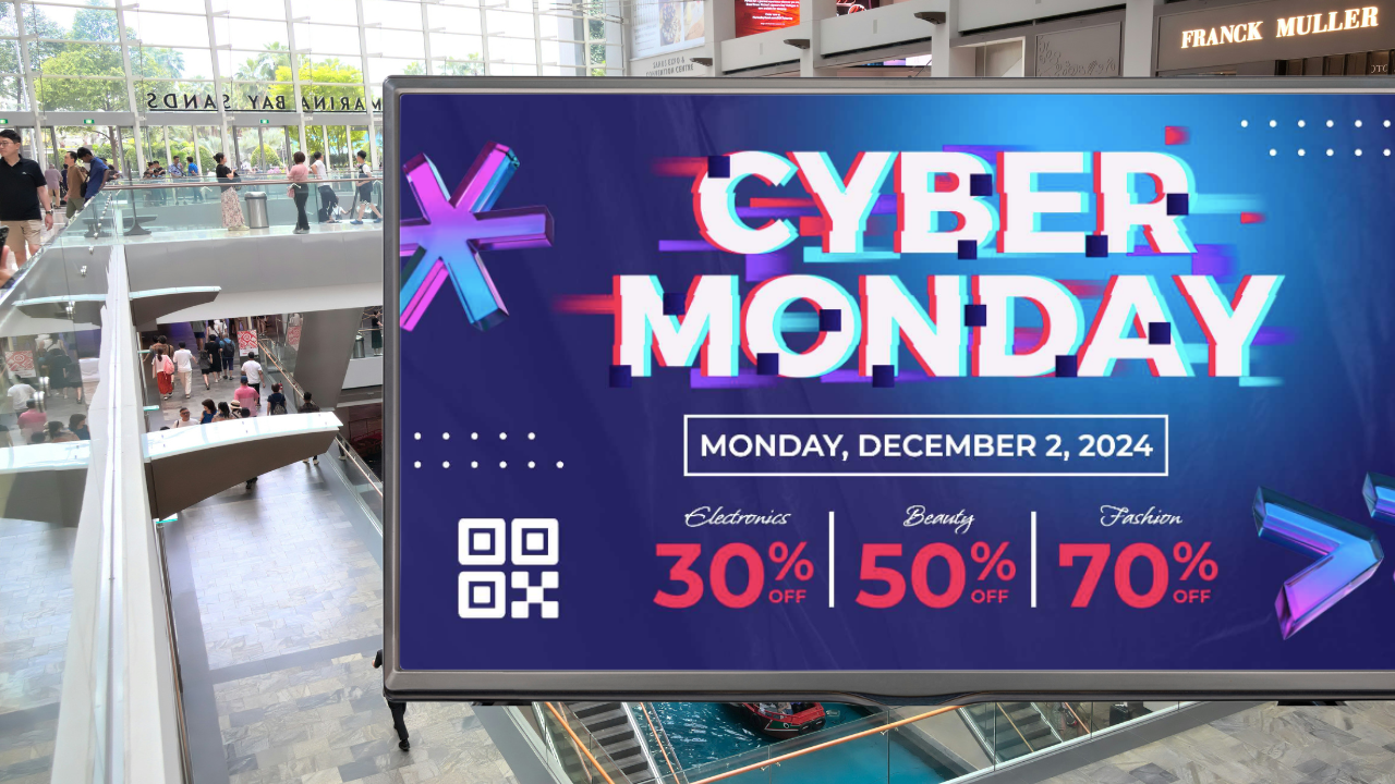 Advertising screen with promo